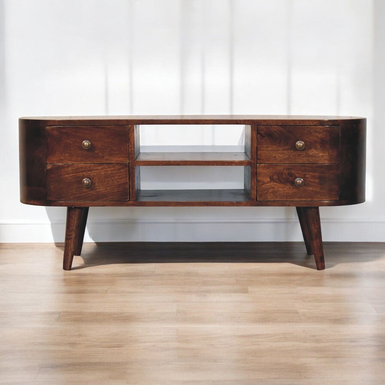 Solid Wood Rounded Entertainment Unit