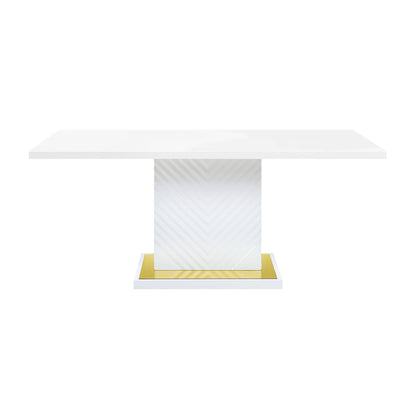 Gaines - High Gloss Dining Table With Pedestal Base