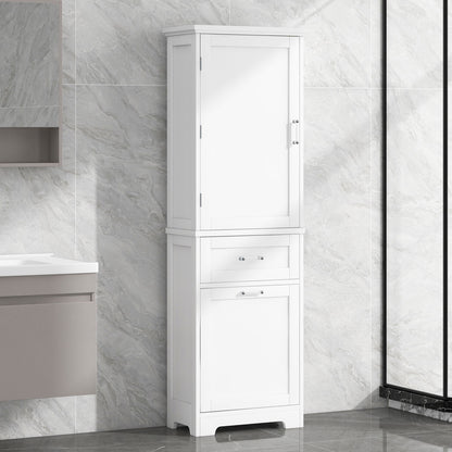 Tall Freestanding Bathroom Storage Cabinet With Adjustable Shelf And 2 Drawers