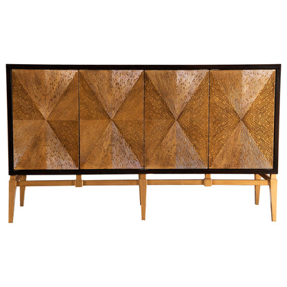 Capri - 4 Door Accent Cabinet - Brown / Gold