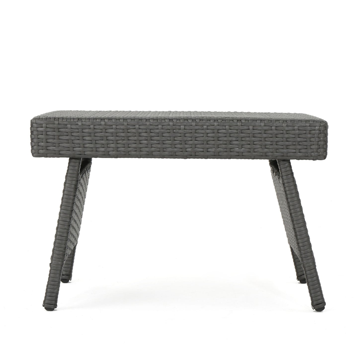 Outdoor Wicker Table With Rectangular Tabletop - Gray