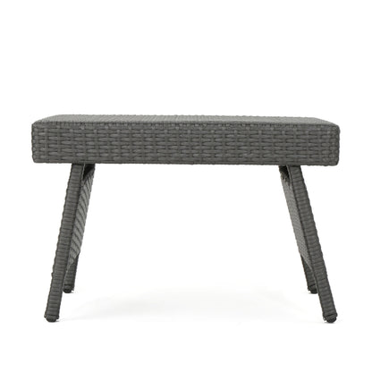 Outdoor Wicker Table With Rectangular Tabletop - Gray