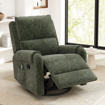 Manual Recliner Massage Chair With Swivel Rocker, 8 Massage Modes, Side Storage Pocket