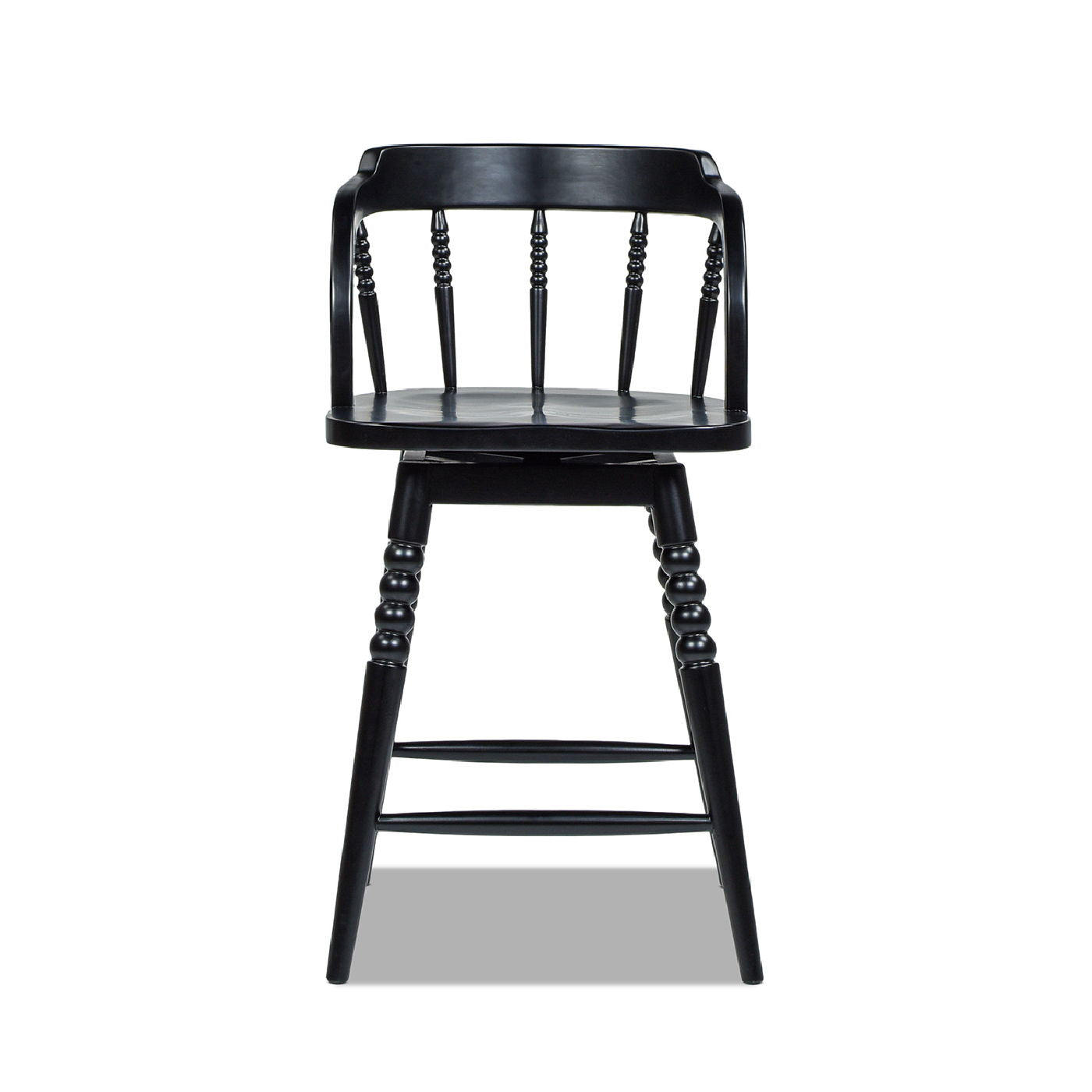 Breda - Turned Bubble Spindle Low Back Counter Stool - Black