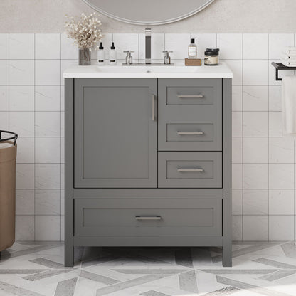 Modern Bathroom Vanity With Ceramic Sink, Solid Frame And Storage Solutions