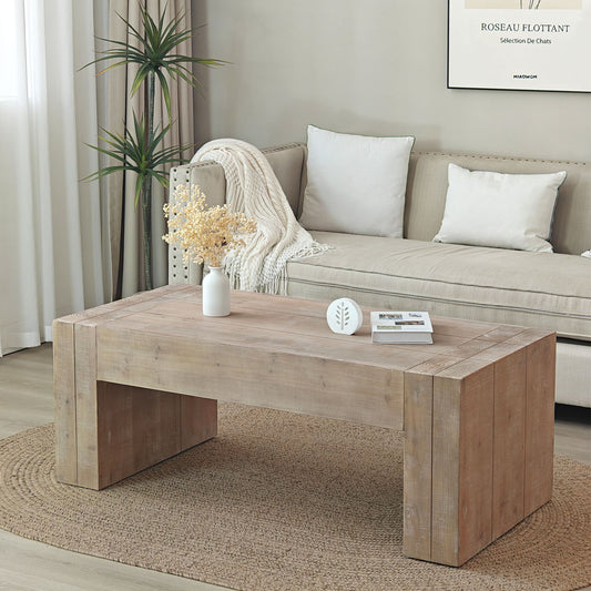 Rustic Wood Coffee Table Modern Farmhouse Rectangular Table For Living Room - Natural / Natural Multi / Natural Wood / Natural / Rustic