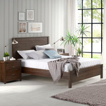 Albany - Bed Frame With Headboard, Heavy Duty Modern Rustic Design