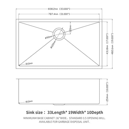 Modern Undermount Stainless Steel Kitchen Sink 16 Gauge, Deep Single Bowl
