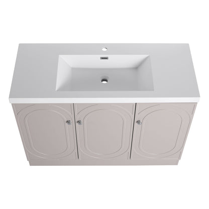 Contemporary Freestanding Bathroom Vanity With Resin Sink & Soft-Close Cabinet Doors
