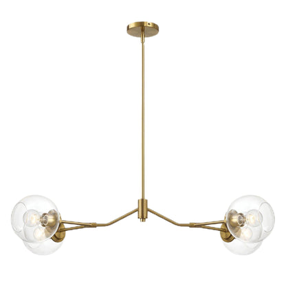 Jewel - 4 Lights Modern Farmhouse Chandelier Ceiling Hanging Light Fixture - Clear / Gold