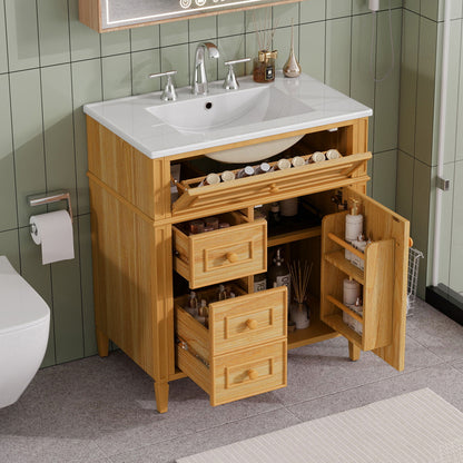 Bathroom Vanity With Flip Out Drawer, 2 Soft-Close Drawers