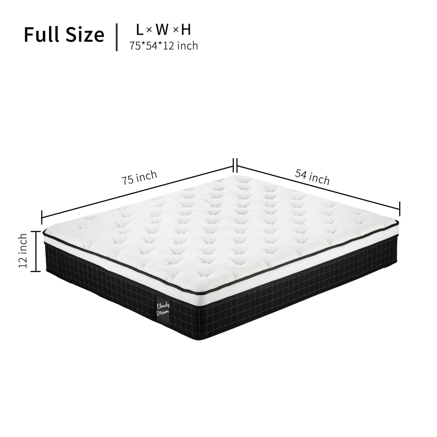 12" Hybrid Mattress With Individual Pocket Spring, Comortable Memory Foam