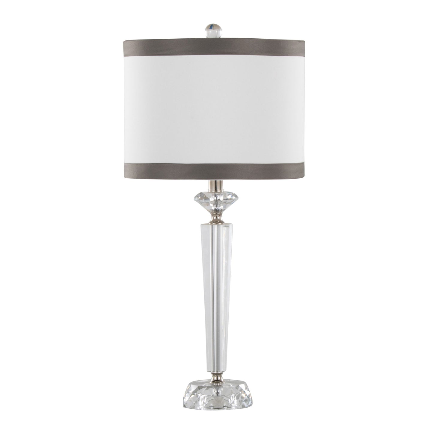 Diamond - Torch Crystal Contemporary Table Lamp (Set of 2) - Clear / Off White / Dark Gray / Polished Nickel