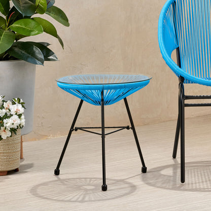Nusa - Modern Rattan Side Table With Tempered Glass Top