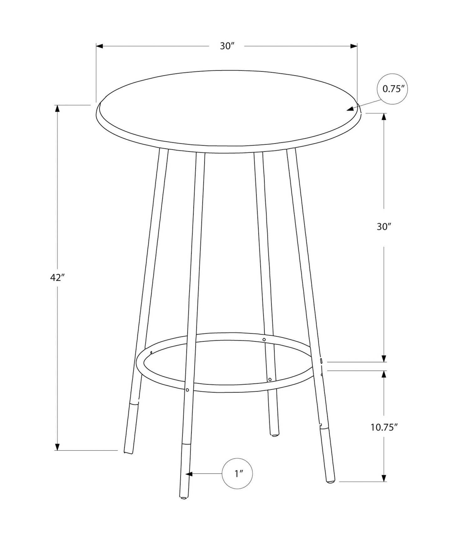 Home Bar Table With Bar Height, Small Round For Kitchen - Espresso