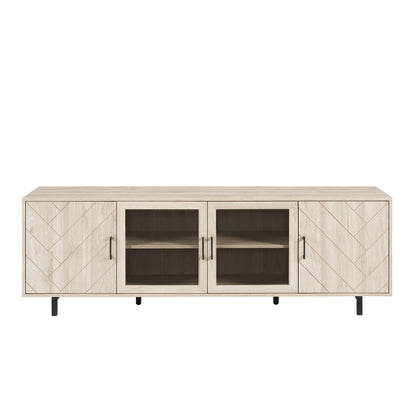 Modern Scandinavian 4 Door Herringbone 70" TV Stand For TVs Up To 80"