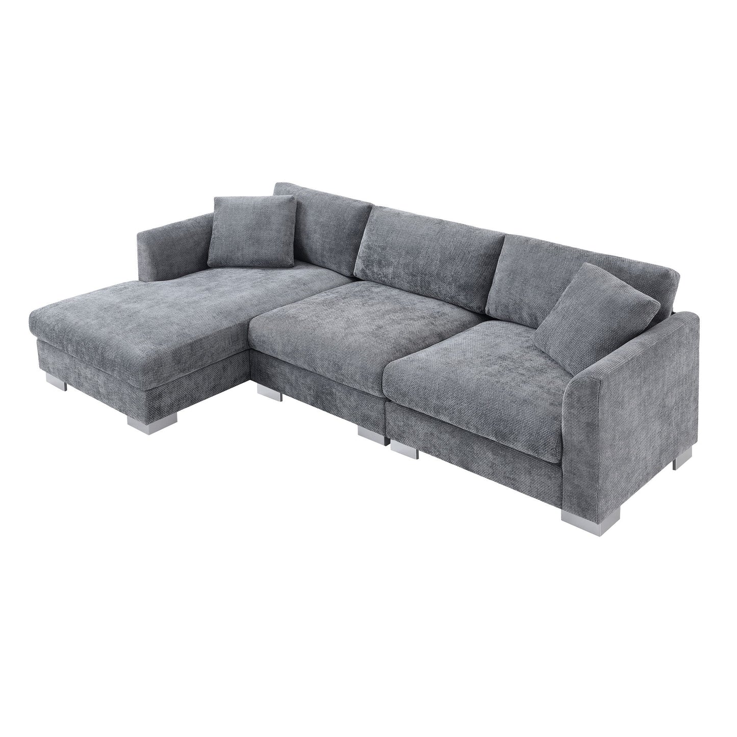 Modern Cloud Sectional Sofa L Shaped Luxury Couch Set With 2 Free Pillows 4 Seat With Oversized Chaise