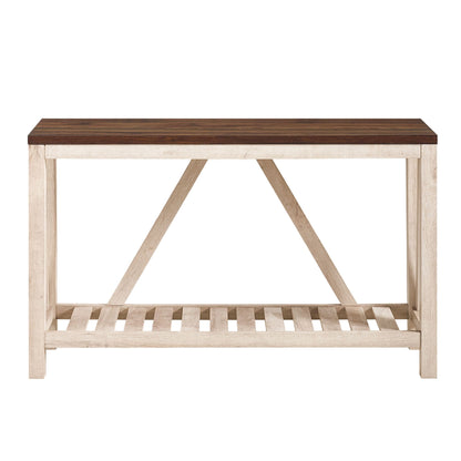 Farmhouse A Frame Entry Table With Lower Shelf