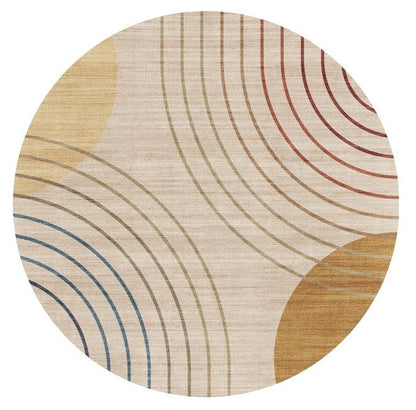 Rabbit - 41" X 41" Washable Non - Slip Round Rug - Ivory / Light Brown
