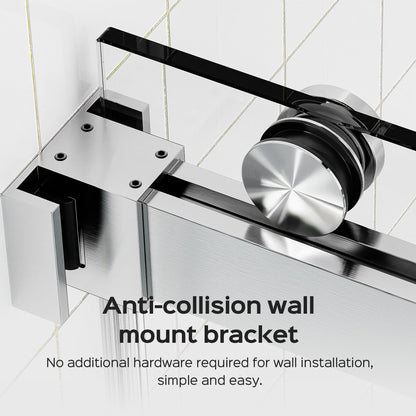 Frameless Double Sliding Soft-Close Shower Door, 3 / 8" (10Mm) Thick SGCC Tempered Glass Door, Matte