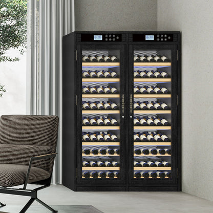 Wine Cooler With Dual Zone Temperature Control, Vacuum Insulated Door - Black