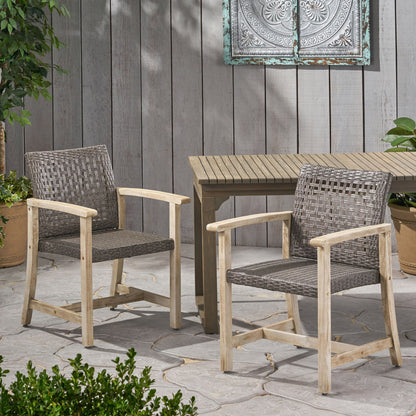 Outdoor Dining Chair Acacia Wood Frame (Set of 2)