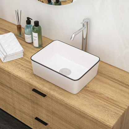 Modern European Style Ceramic Rectangular Vessel Bathroom Sink