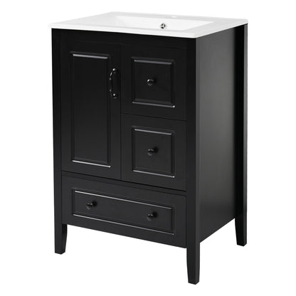 Retro Bathroom Vanity With Sink, Soft Closing Cabinet & Drawers