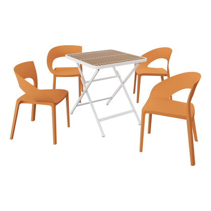 4 Piece Set Of Modern Designed Single Chairs With Folding Square Table