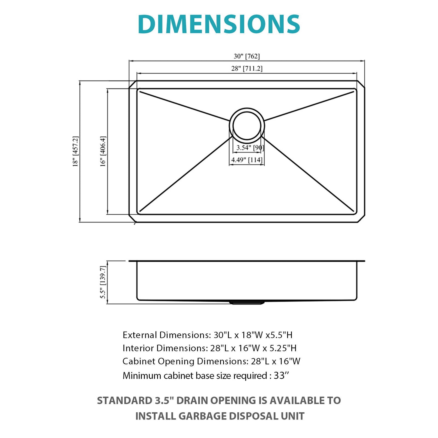 Ada-Compliant Undermount Kitchen Sink, Low Depth Single Bowl - Brushed Nickel