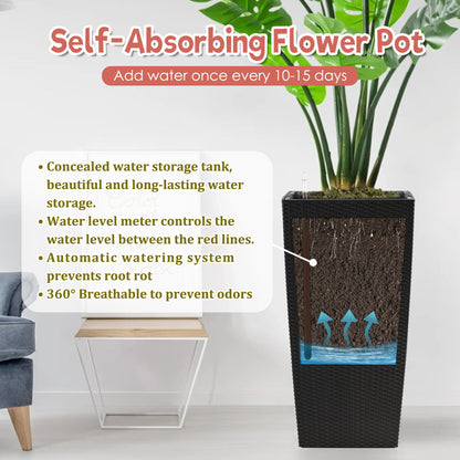 Large Self Watering Flower Pot With Drainage Holes & Inner Tray