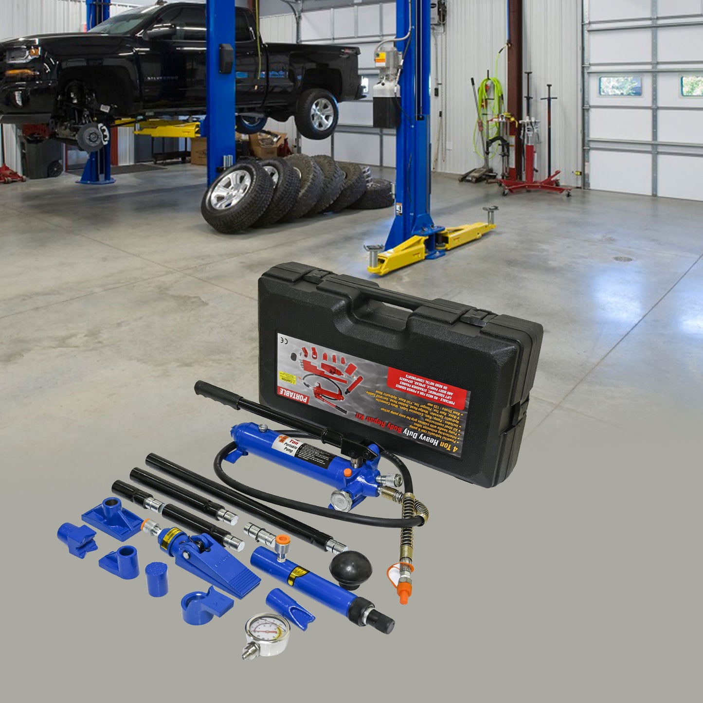 4T Separating Hydraulic Jack, Sheet Metal Separating Jack, Separating Hydraulic Combination To Repair The Depression - Black / Blue