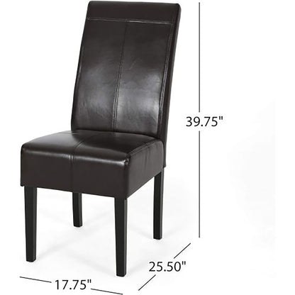 Bonded Leather Upholstered Dining Chair With Solid Wood Legs (Set of 2) - Chocolate