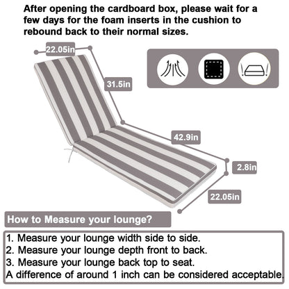 2 Pieces Set Outdoor Lounge Chair Cushion Replacement Patio Furniture Seat