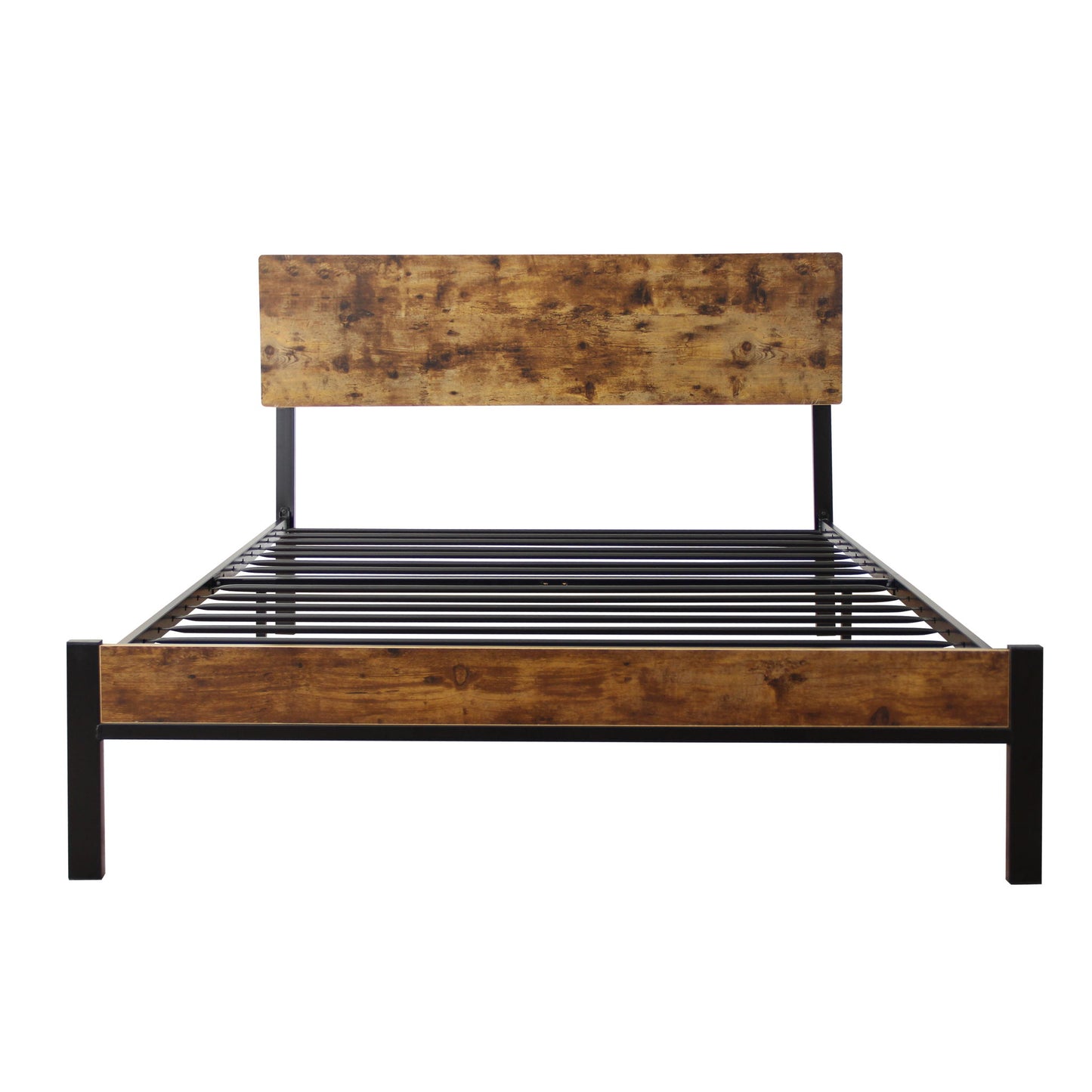 Modern Twin Size Metal Bed Frame Sturdy System Metal & Wood - Black