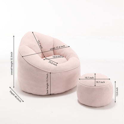 Bedding Bean Bag Sofa Chair High Pressure Foam With Footrest