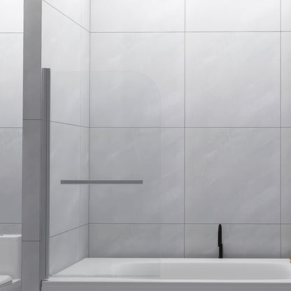 Bathtub Screen Framless Shower Door Tempered Glass Shower Panel - Transparent
