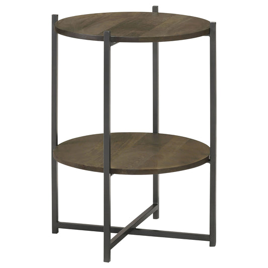 Accent Table With X-Frame And Bottom Shelf - Brown