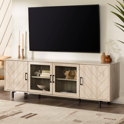Modern Scandinavian 4 Door Herringbone 70" TV Stand For TVs Up To 80"