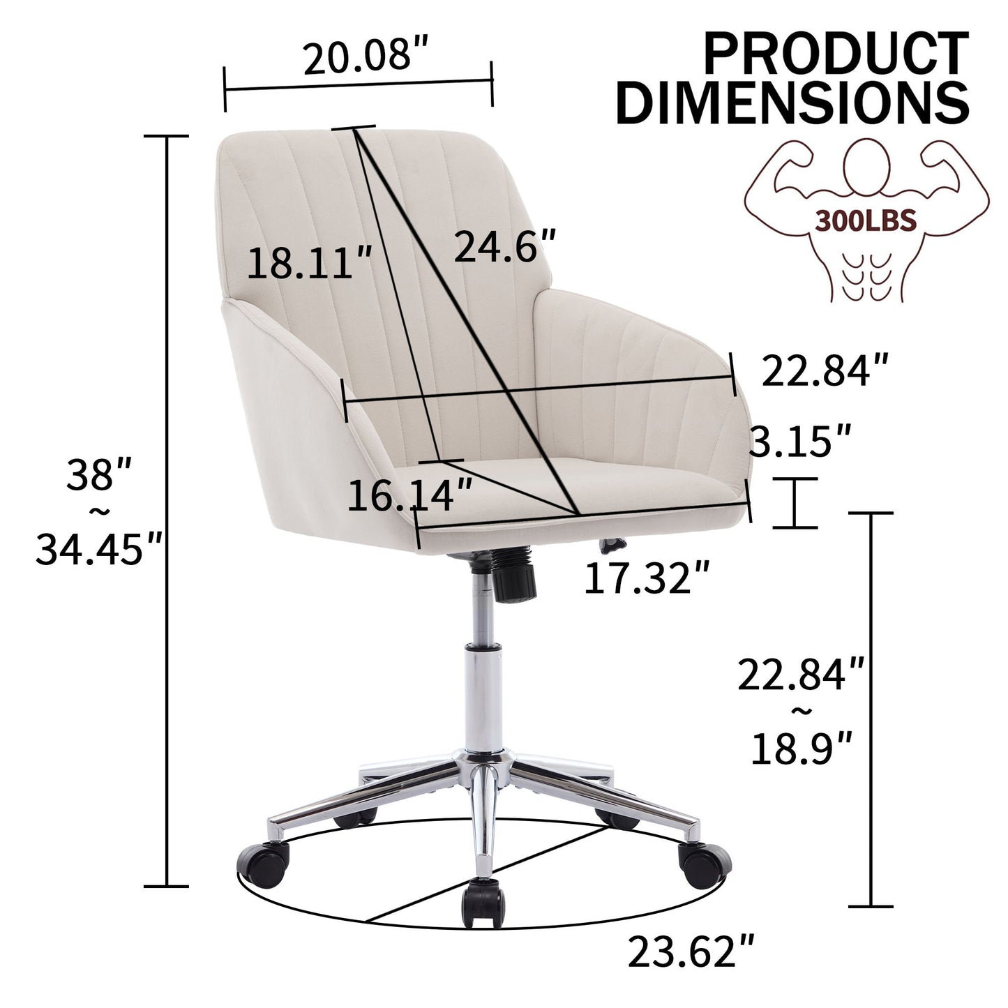 Adjustable Ergonomic Office Chair, Swivel Backrest Seat