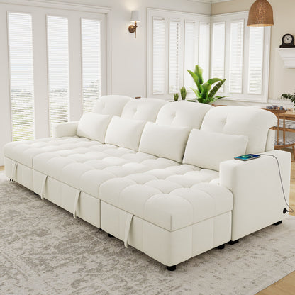 Oversized U-Shaped Versatile Sectional, Pull-Out Sofa Bed With Double Storage Chaise Lounges And 2 USB Ports For Living Room