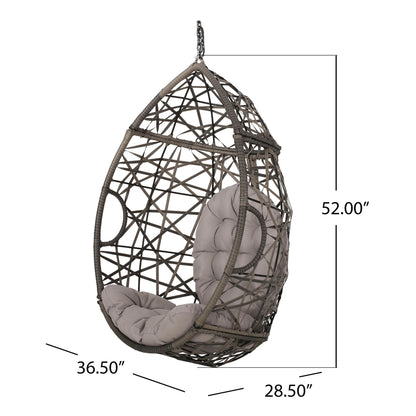 Marlin Hanging Egg Chair Basket With Teardrop Design - Gray
