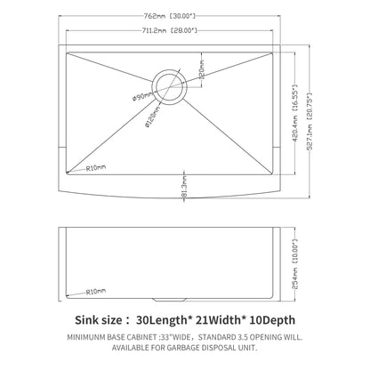 Farmhouse Kitchen Sink Stainless Steel Apron Front