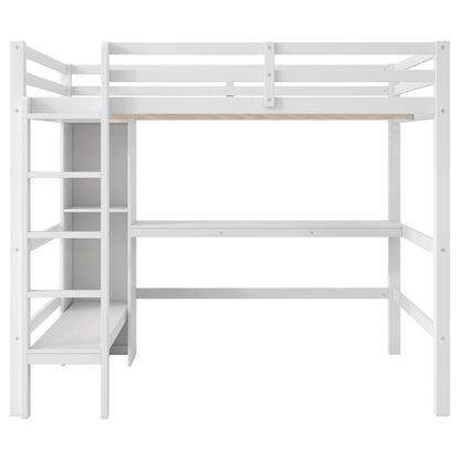 Loft Bed With Built In Desk And Multifunction Shelves