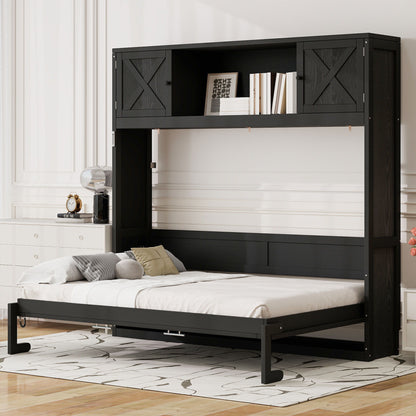 Rustic Casual Murphy Bed With Storage Cabinets