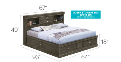 Louis Phillipe - Bookcase Storage Bed