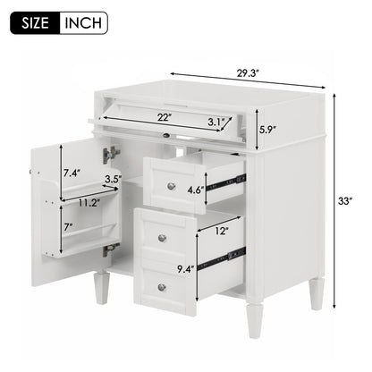 Bathroom Vanity With 2 Drawers And Tip-Out Drawer, Storage Cabinet