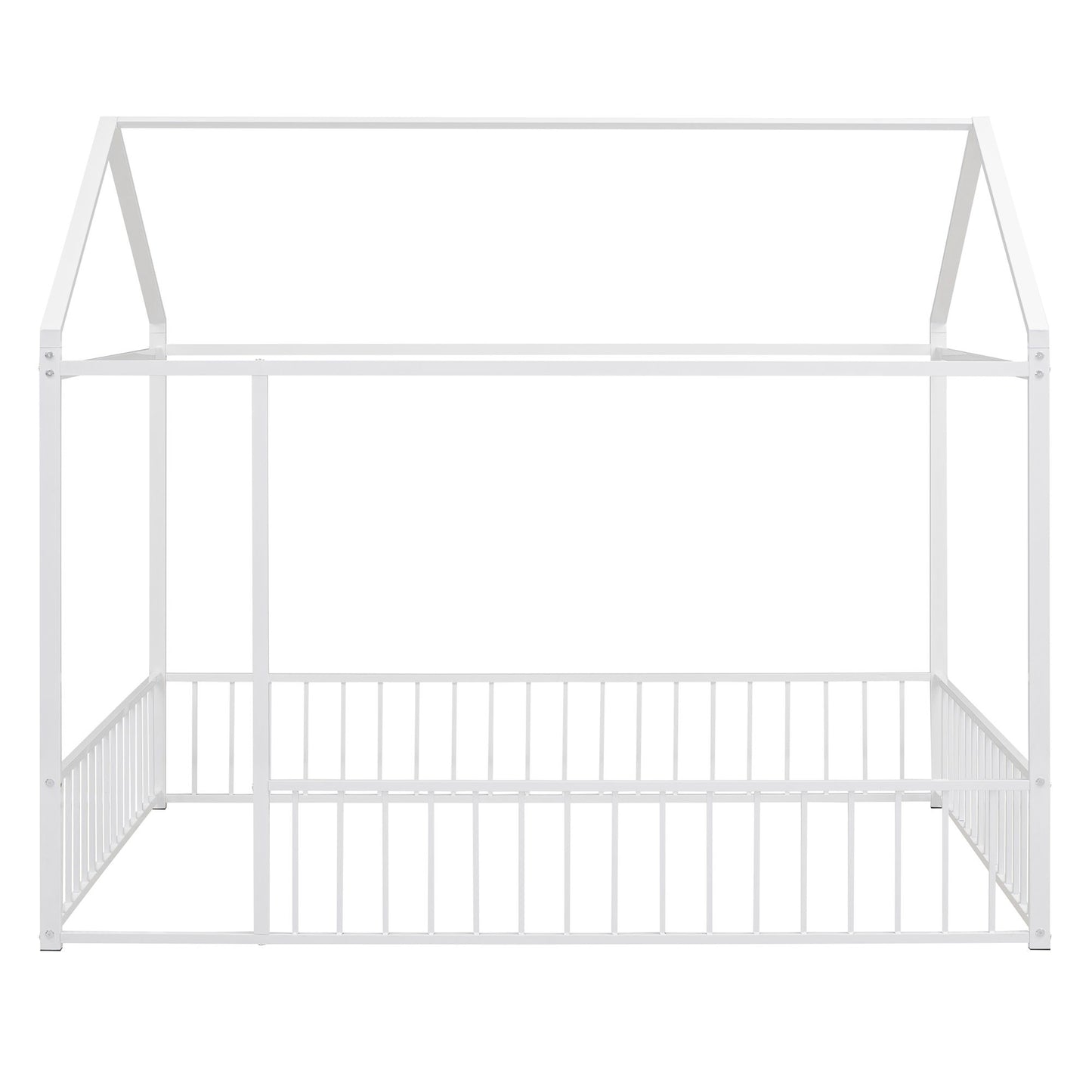 Metal Bed House Bed Frame With Fence