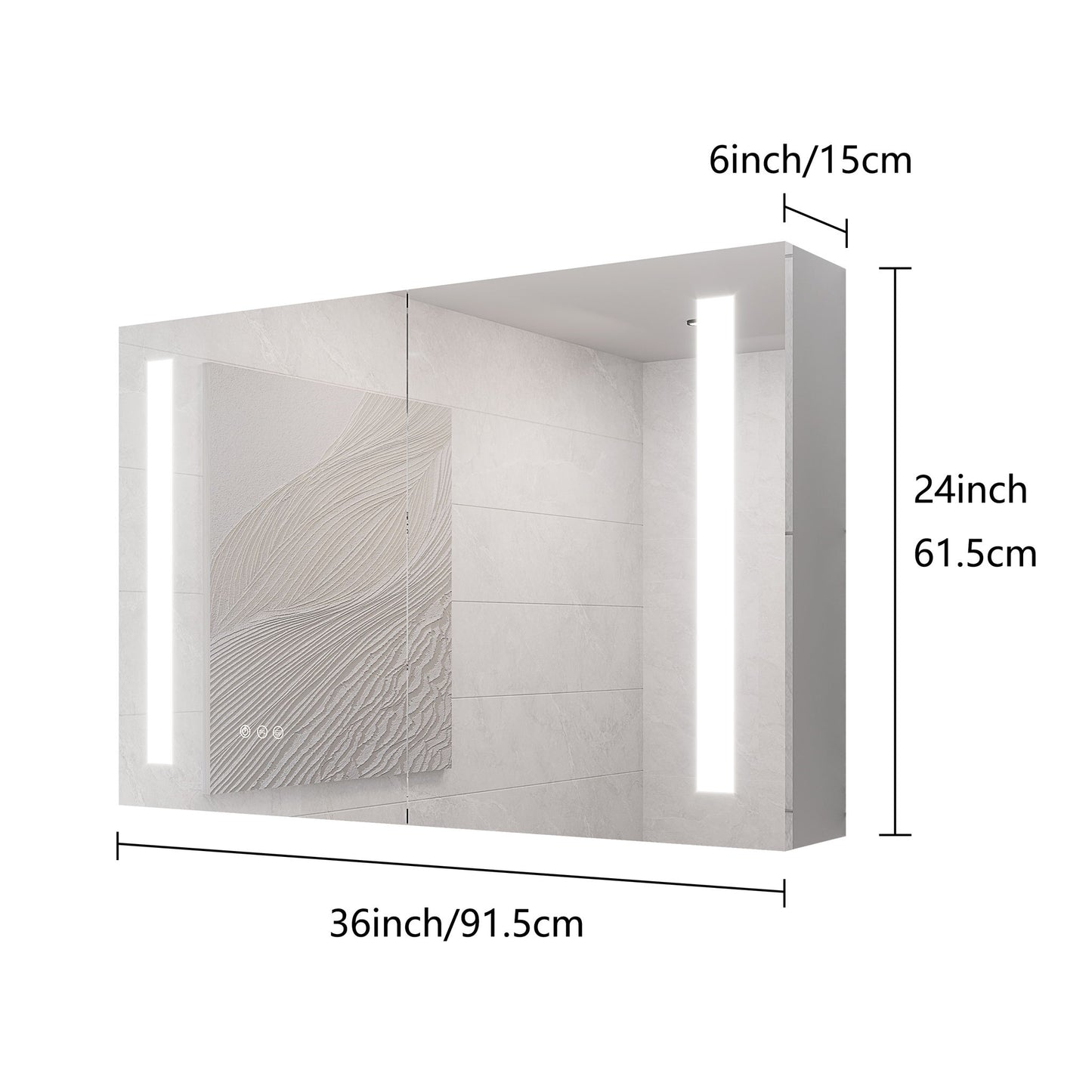 LED Medicine Cabinet With Mirror, Double Door With Defogger, Dimmer, Surface Mount