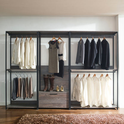 Monica - Wood Walk In Closet System & Modular Design Melamine - Rustic